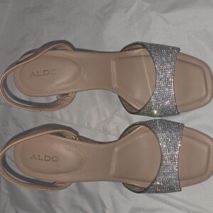 Aldo Beige and Metallic Slingback Heels